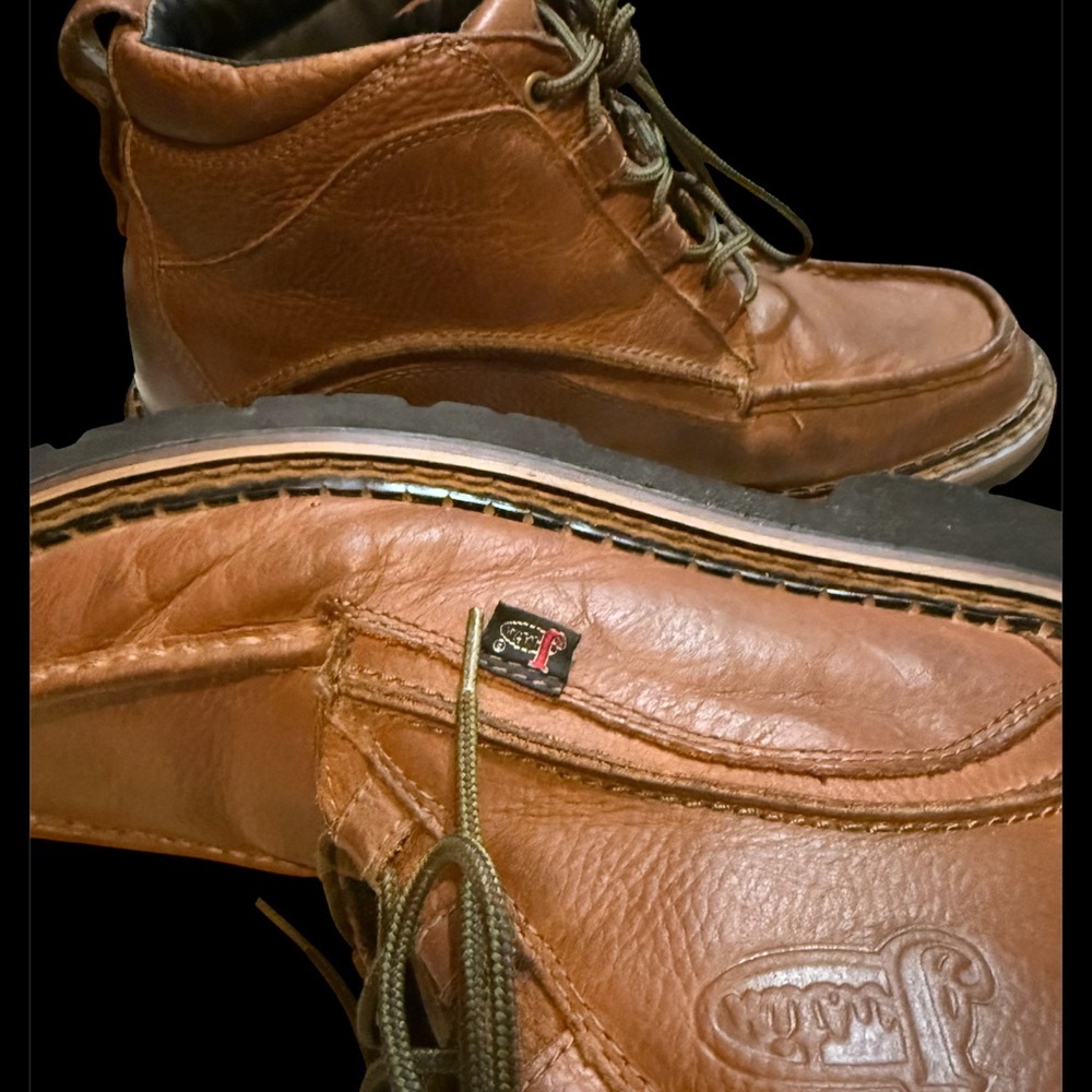 Justin Men’s Brown Pebble Grain Leather Moc Lace Up Ankle
style 988 size 12 M - Picture 11 of 16